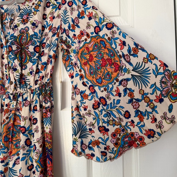 Boemo x Anthropologie Floral Print Boho Maxi Dress Tiered Bell 3/4 sleeved NWT - Picture 5 of 16